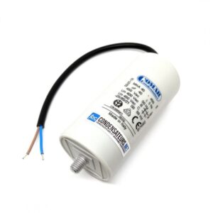 Condensateur de démarrage de 40µF pour moteur monophasé, avec une tension nominale de 450V, idéal pour améliorer l'efficacité de démarrage des moteurs.
