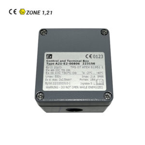 Boîte à bornes KELEX 5815886EX, conçue pour des environnements dangereux avec certification Ex II 2 D, offrant une protection fiable à des températures allant jusqu'à -40°C.