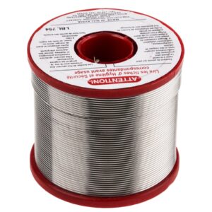 Fil à souder MBO 1mm, idéal pour la soudure de qualité, composé de 36% de plomb, 62% d'étain et 2% d'argent, avec un point de fusion de 179°C.
