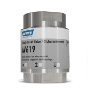 La soupape de sécurité AV 619 ES en inox de WITT France est conçue pour garantir une protection optimale contre les surpressions dans les systèmes de tuyaux, en se déclenchant automatiquement lorsque la pression dépasse un seuil prédéfini.
